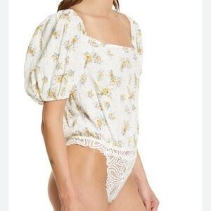 NWT Intimately Free People Angela floral bodysuit blouse, size S